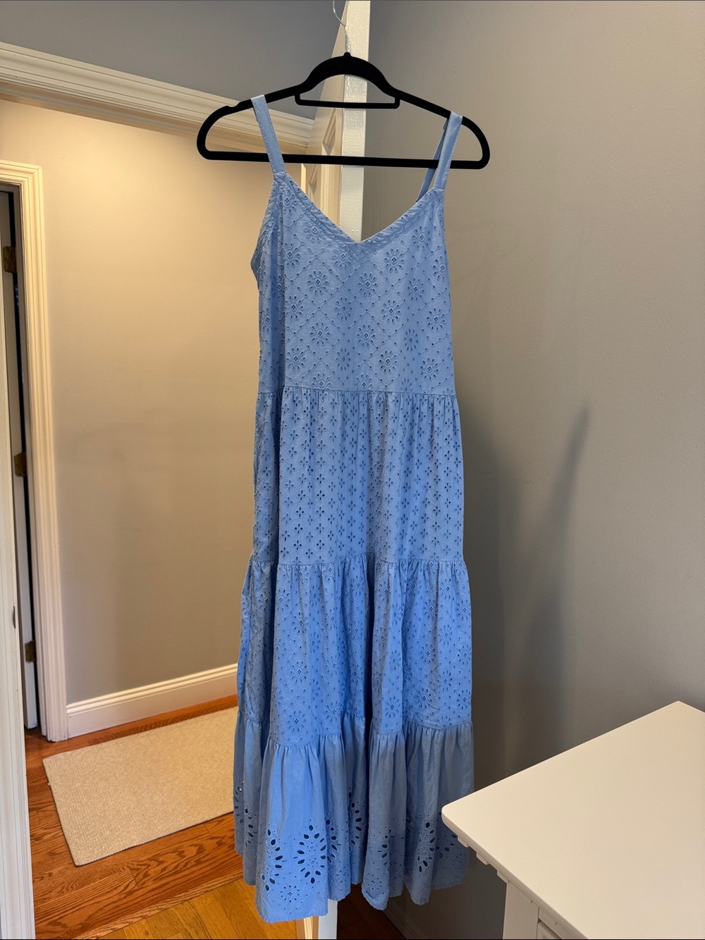 Splendid Light Blue Eyelet Tiered Maxi Dress